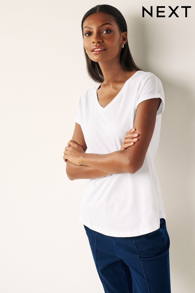 Plain white v neck t shirt womens cheap