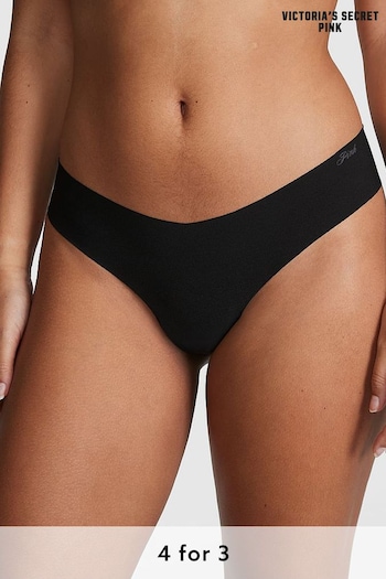 Victoria's Secret PINK Pure Black Thong No Show Knickers (190126) | £9