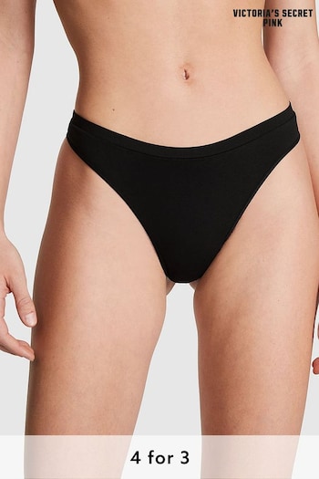 Victoria's Secret PINK Pure Black Thong Seamless Knickers (190367) | £9