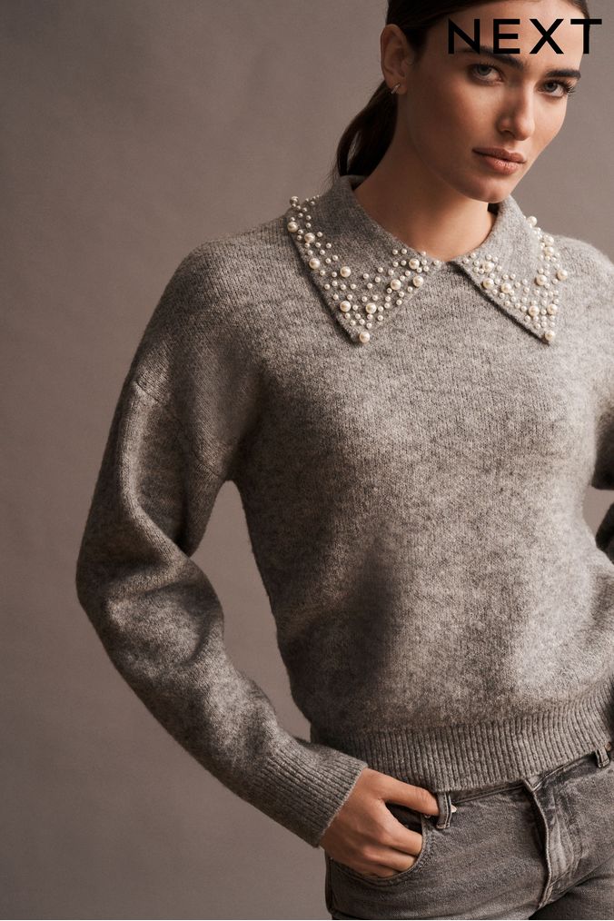 Grey discount beaded jumper