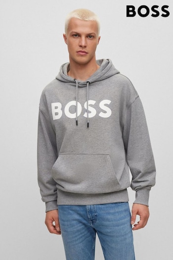 BOSS Grey Large Logo French Terry Overhead Hoodie (190487) | £139
