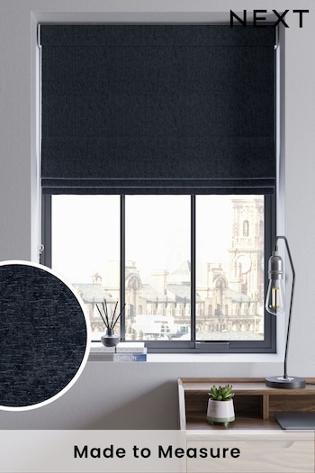 Navy Blue Chenille Made to Measure Roman Blinds (190563) | £79