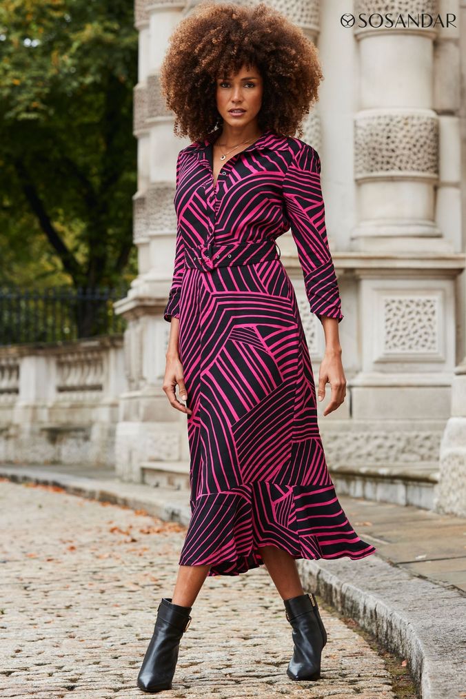 Long pink shirt dress on sale