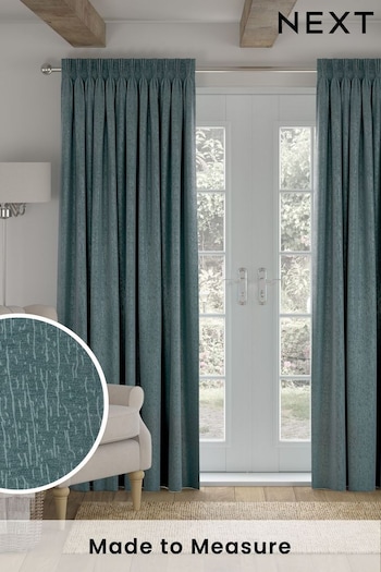 Teal Green Chenille Made to Measure Curtains (191024) | £100