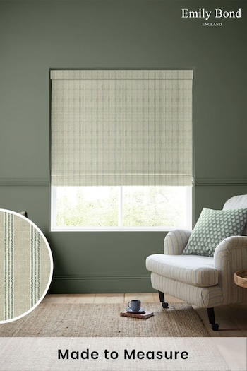 Emily Bond Sage Green George Stripe Made to Measure Roman Blinds (191209) | £79