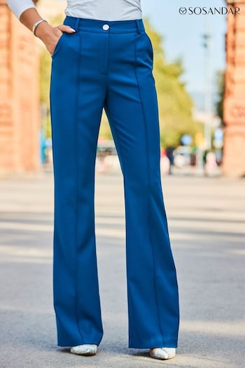 Sosandar Blue Pintuck Flare Trousers (191338) | £55
