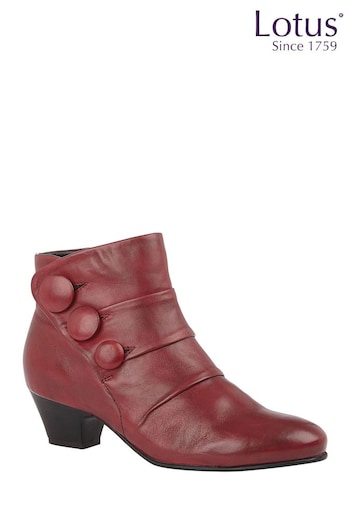 Lotus Red Leather Ankle Boots (191466) | £75