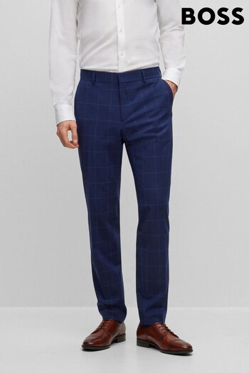 BOSS Blue Genius Checked Stretch Slim Fit Trousers (191766) | £149