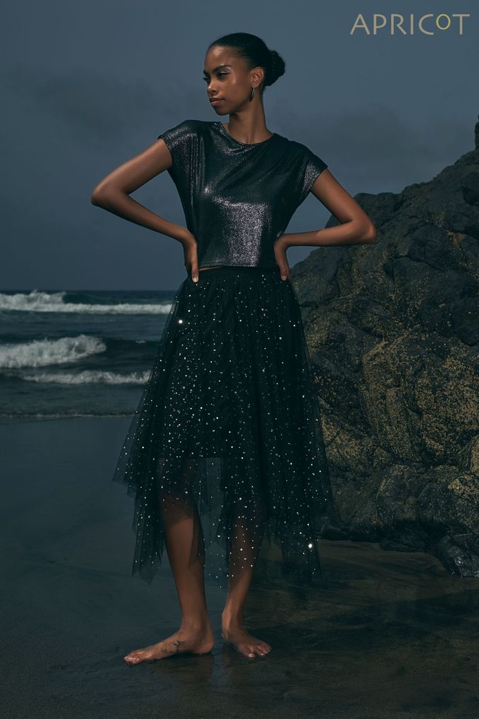 Lipsy black sequin shop skirt