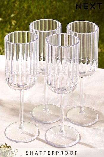 Clear Hollis Plastic Picnic Drinkware Set of 4 Wine Glasses (191924) | £16