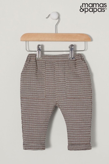 Mamas & Papas Brown Dogtooth Trousers faded (192135) | £19
