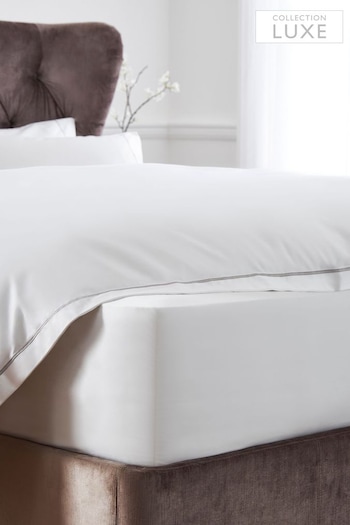 White Collection Luxe 600 Thread Count 100% Cotton Sateen Extra Deep Fitted Sheet (192175) | £32 - £50