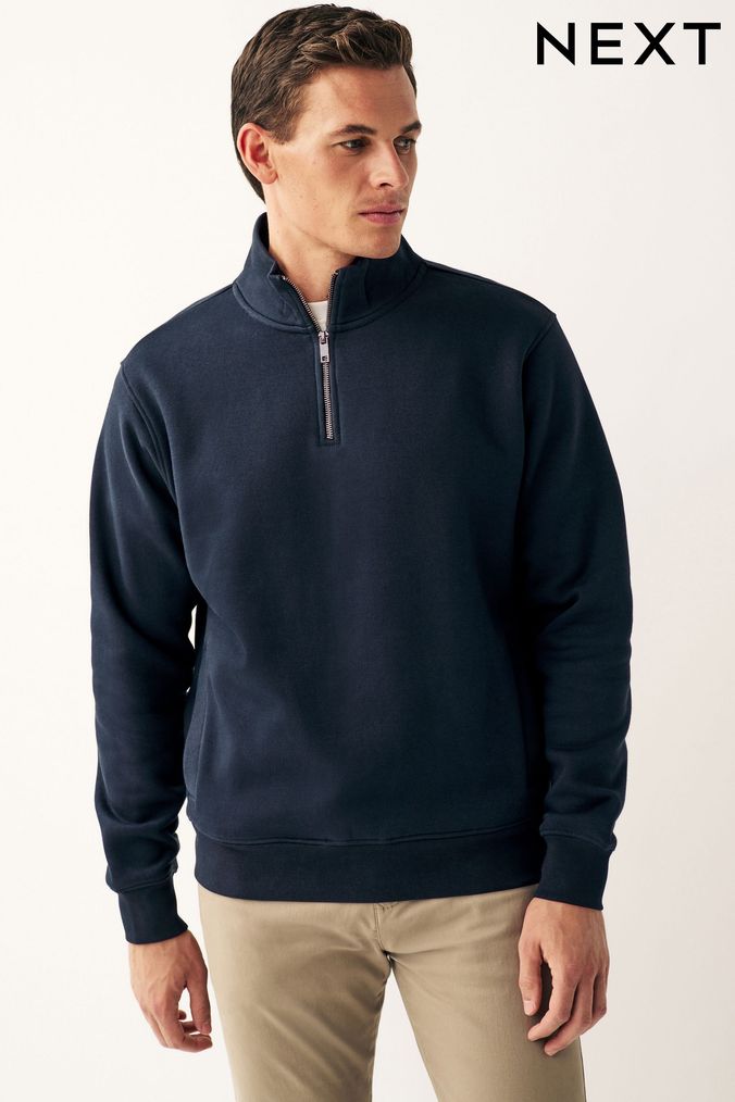 Crew neck top zip up sweatshirt