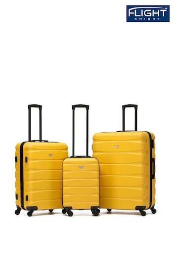 Flight Knight Black Set of 3 Hardcase Large Check in Suitcases and Cabin Case (192373) | £150