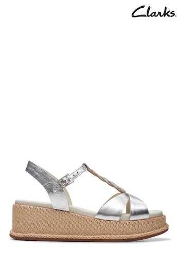 Clarks Silver Leather Kimmei Twist Sandals (192552) | £80