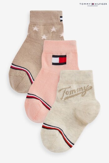 THTommy Hilfiger Pink Iconic Baby Socks 3 Pack (192785) | £13