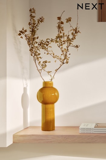 Yellow Bulbous Reactive Glaze Ceramic Vase (192800) | £24