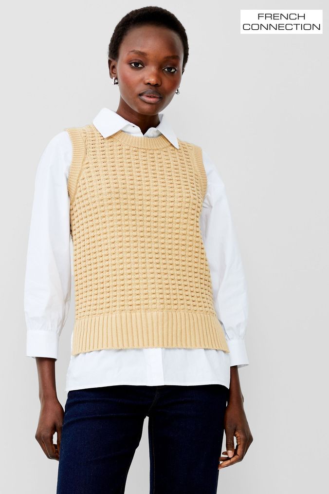 High neck sleeveless jumper hot sale