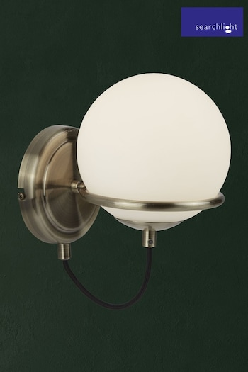 Searchlight Brass Anna Wall Bracket With White Glass Shades (193381) | £32