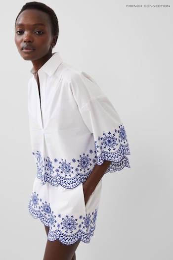 French Connection Alissa Cotton Embroid Popover Shirt (193555) | £69