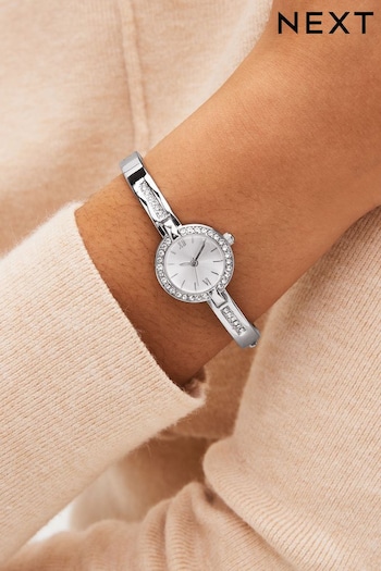 Silver Tone Sparkle Hinge Bracelet Watch (193679) | £38