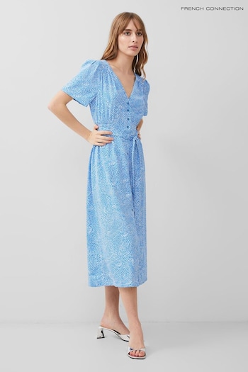 French Connection Blue Bernice Elitan Button Through Dress (193812) | £69