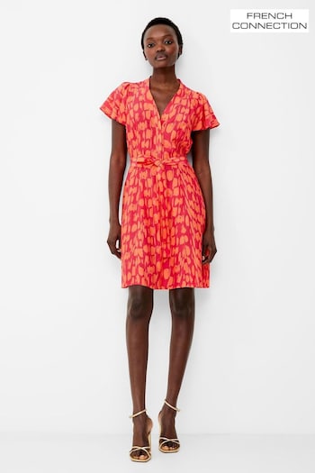 French Connection Orange Islanna Crepe V-Neck Dress (193834) | £85