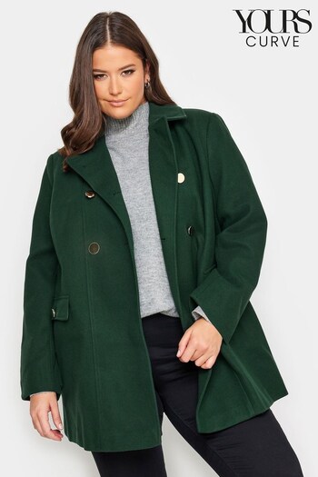 Yours Curve Green Collared Peacoat (193902) | £70