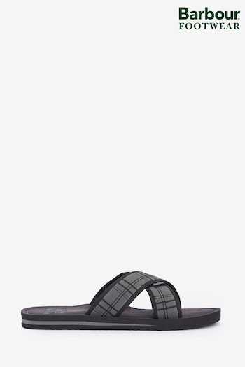 Barbour® Black Tartan Toeman Beach Sandals Goes (193960) | £30
