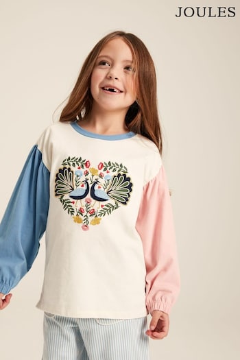 Joules Farley Cream Long Sleeve Embroidered Artwork Top (194025) | £19.95 - £22.95