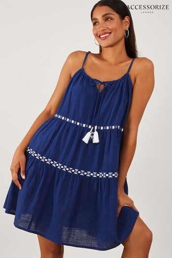 Accessorize Blue GEO Tiered Beach Dress (194138) | £35