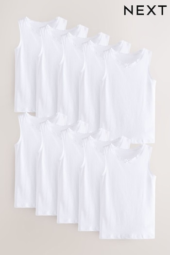 White Lace Trim Vest 10 Pack (1.5-16yrs) (194162) | £20 - £28