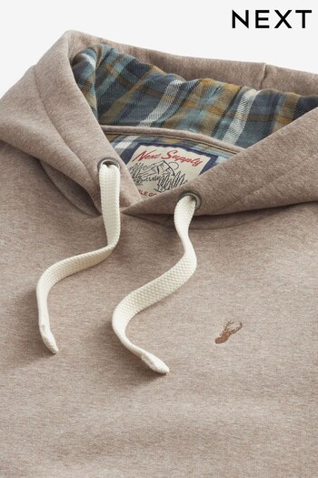 Neutral Check Cotton Jersey Lined Hoodie (194266) | £34