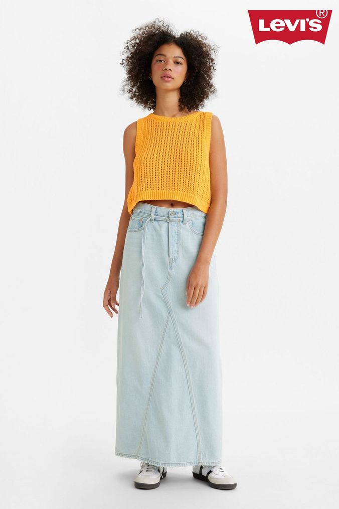 Levi's self clearance tie denim skirt