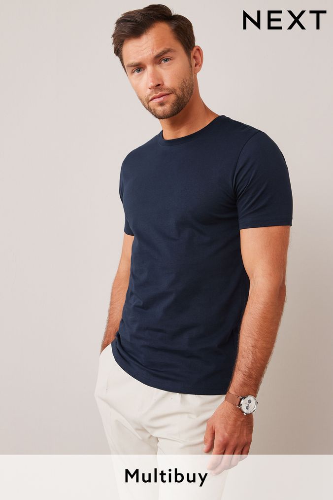 Navy Blue Slim Essential Crew Neck T-Shirt (194643) | £8.50