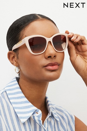 Cream Chain Detail Cat Eye Summer Sunglasses (194702) | £16