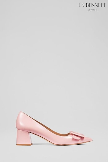 LK Bennett Tia Pink Patent Buckle-Detail Court Platform Shoes (195023) | £279