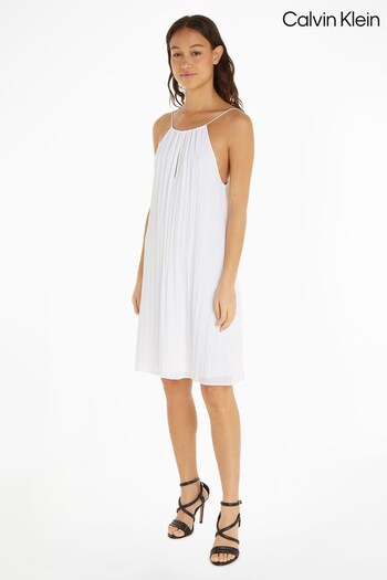 Calvin Klein Textured Mini Slip White Dress (195153) | £220