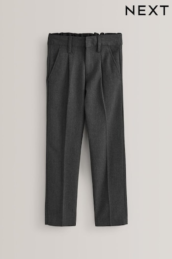 Grey Slim Waist School Pleat Front STRAIGHT Trousers (3-17yrs) (195612) | £9 - £16