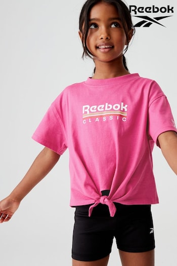 Reebok for Tie-Front Boxy Printed T-Shirt (195737) | £12