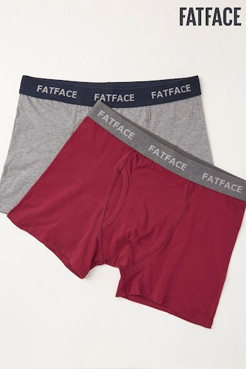 FatFace Burgundy Red Plain Boxers 2 Pack (195808) | £22