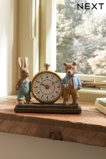 Multi Rosie Rabbit and Bertie Bear Mantel Clock (196567) | £28