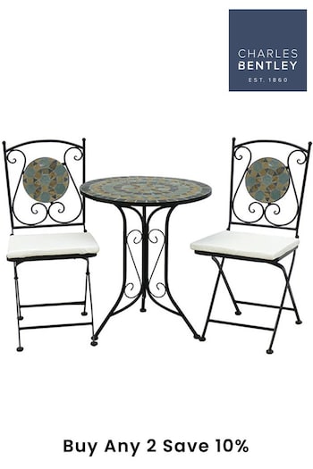 Charles Bentley Silver Garden 2 Seater Wrought Iron with Mosaic Set (196651) | £185