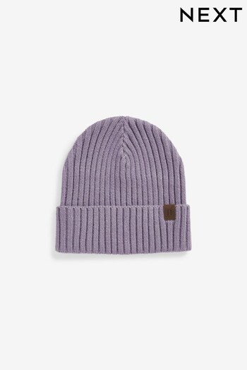 Mauve Purple Knitted Rib Beanie Hat (1-16yrs) (196707) | £4 - £8