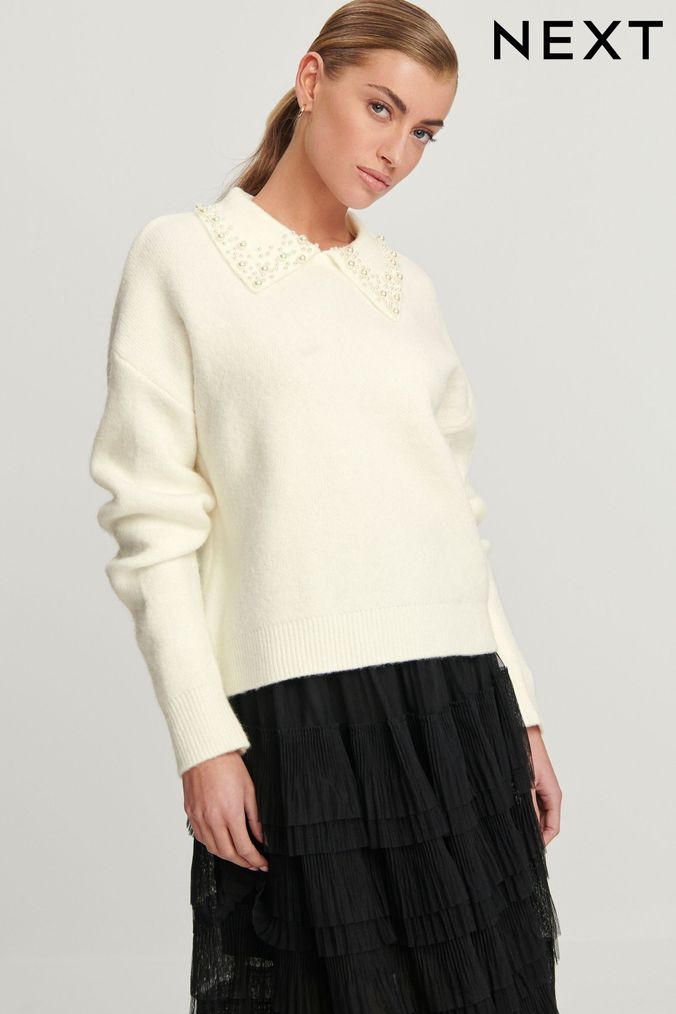 Embellished Jumpers Women s Beaded Jumpers Next Official Site
