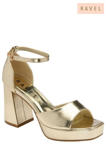 Ravel Gold Tone Platform getting Sandals With Ankle Strap (196905) | £50