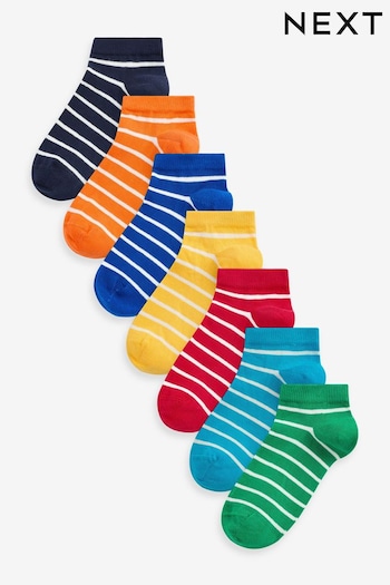 Rainbow Stripe Cotton Rich Trainer Socks 7 Pack (196921) | £7 - £8