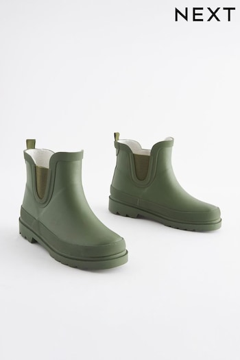 Khaki Green Warm Lined Ankle Wellies (196989) | £17 - £20