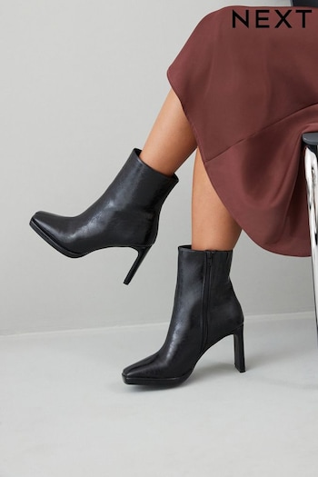 Black Forever Comfort® Squared Toe Ankle Heeled Boots (197600) | £52