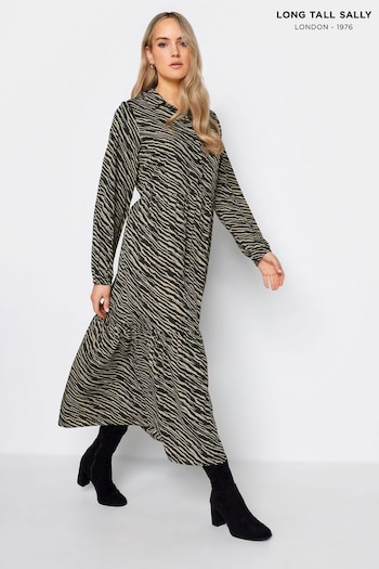 Long Tall Sally Black Zebra Print Tiered Maxi Dress (197864) | £34